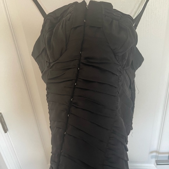 PARAMETER Black Satin Corset Adjustable Straps, Boning Structure Hook Eye Sz 2 - Picture 6 of 10